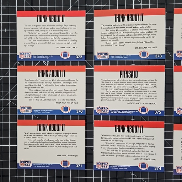 9 card lot of 1991 Pro Set THINK ABOUT IT Series in Near Mint condition! - Picture 4 of 6